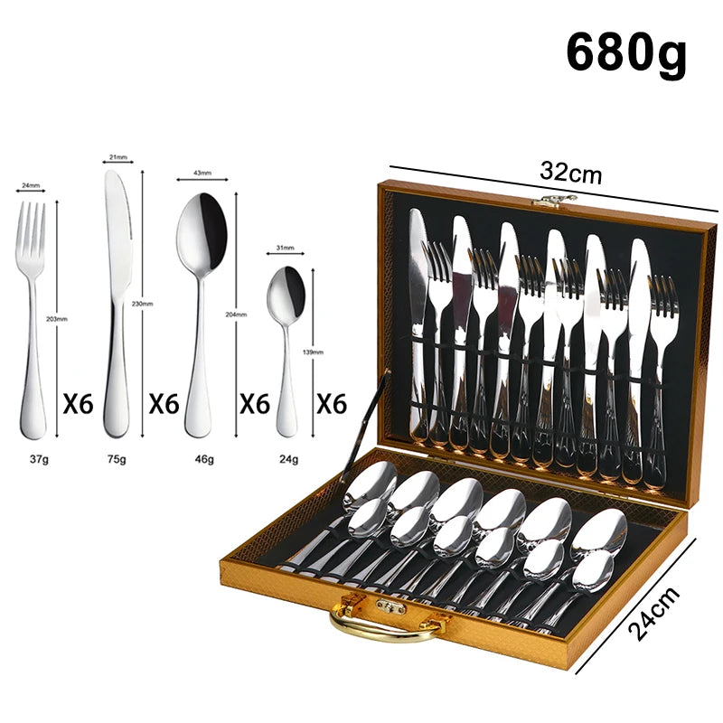 24-Piece Gold Flatware Set | PVD Coating | EU/FDA Certified | 100 MOQ