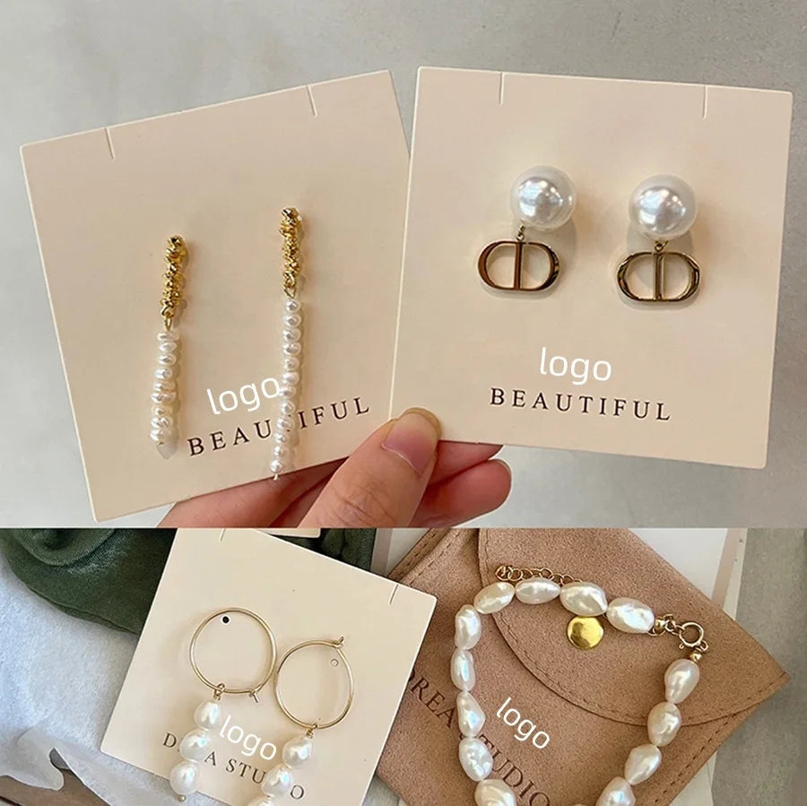 Custom Jewelry Display Cards & Hang Tags with Logo — Paper, Kraft, Foil Stamping