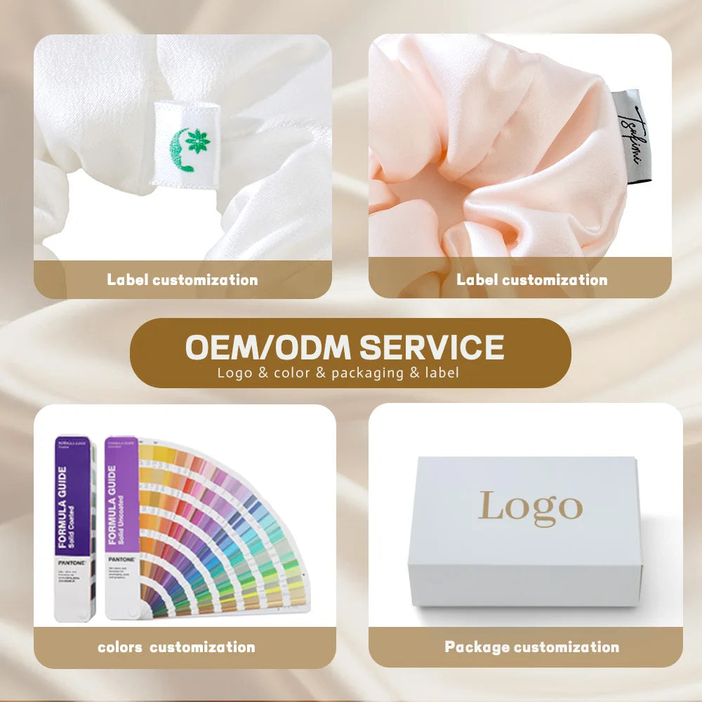 Custom Silk Scrunchies with Logo | Bulk MOQ 2 Pcs