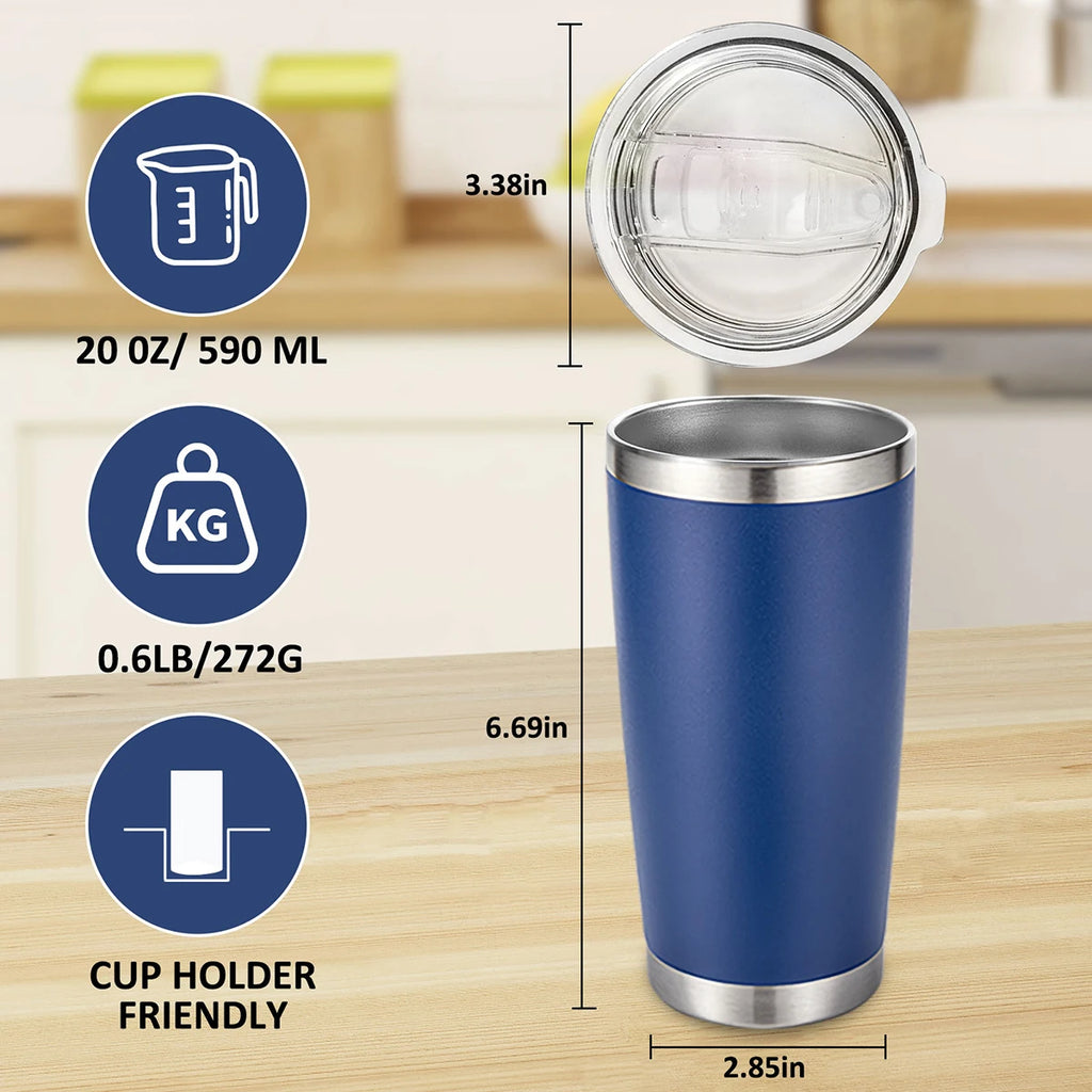 20oz Powder Coated Stainless Steel Tumbler with Lid and Straw Hole for Coffee, Travel and Laser Engraving