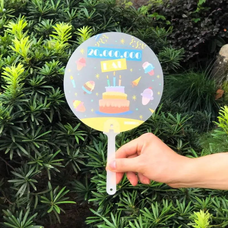 Custom PP Plastic Hand Fans 100 MOQ | Double Side Printing Promotional Gifts