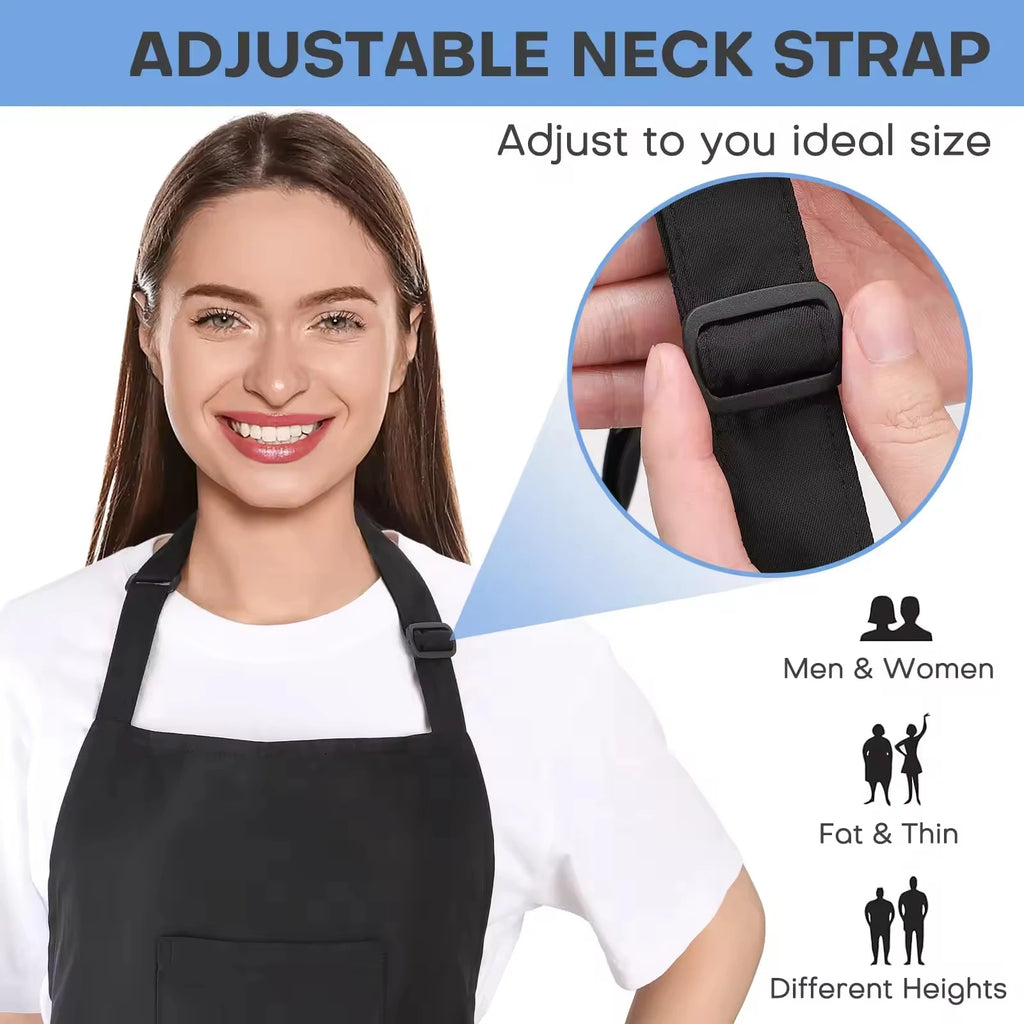 Custom Black Work Apron with Pockets for Baristas, Hair Stylists, Salons, Kitchens, and Creative Studios