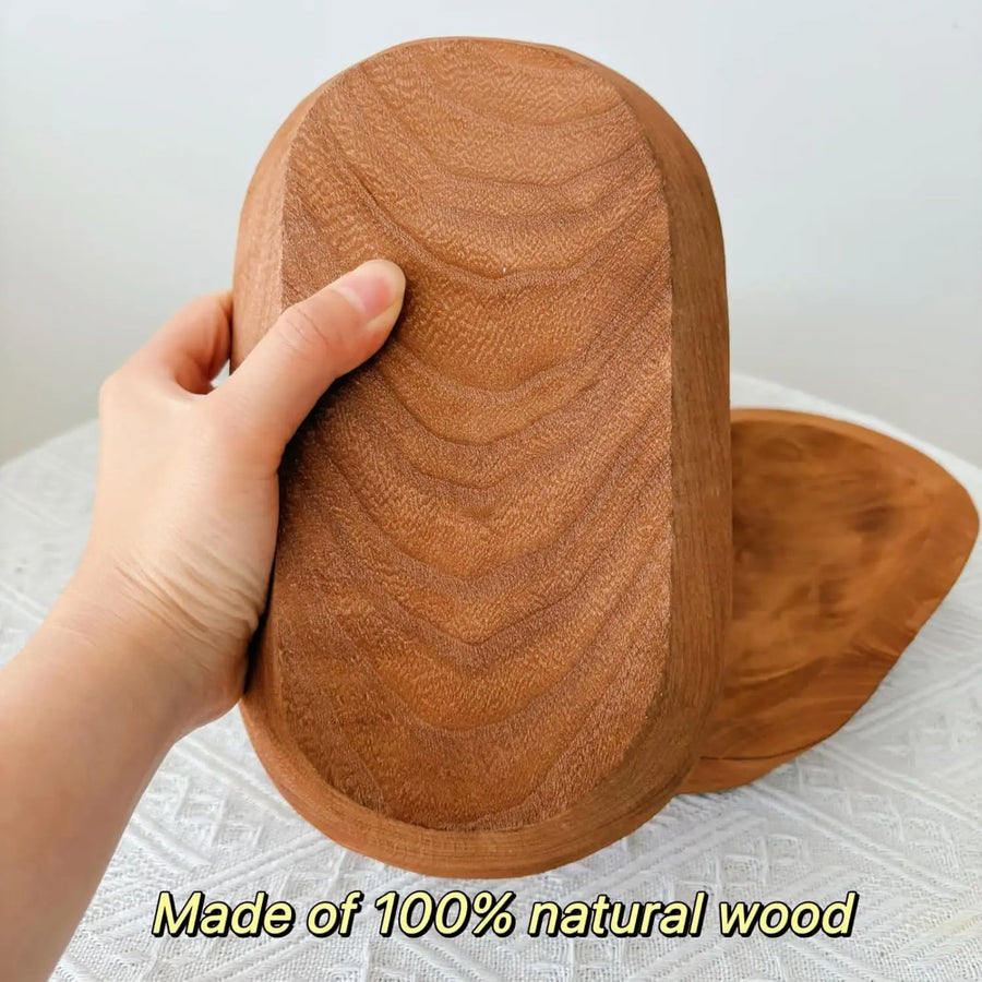 Hand-Carved Wooden Candle Bowl | Oval Rustic Decor Bowl | Factory Wholesale