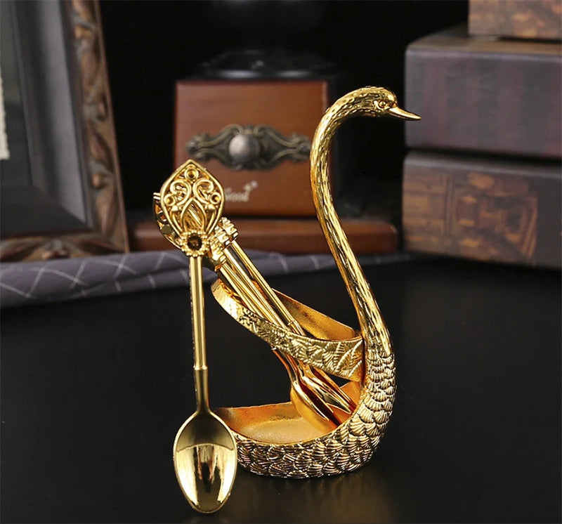 Swan Spoon Holder Set Zinc Alloy | Gold Silver | 1 MOQ | Custom Logo