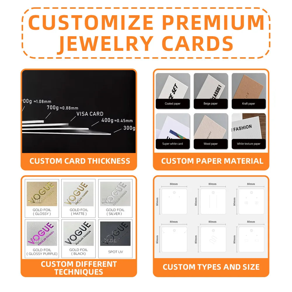 Custom Earring Cards with Logo — CMYK Offset & Embossed Printing for Jewelry Display