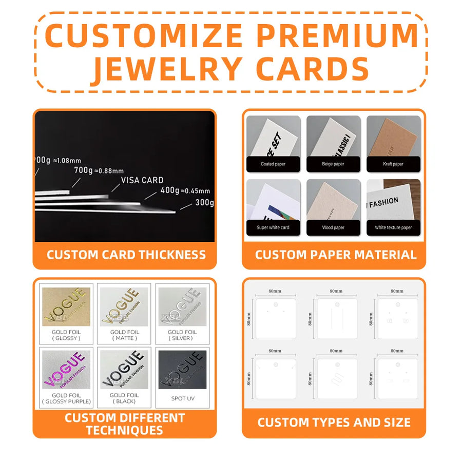 Custom Earring Cards with Logo — CMYK Offset & Embossed Printing for Jewelry Display