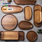 Custom Acacia Wood Tray — 1 MOQ, Engraving, Eco-Friendly