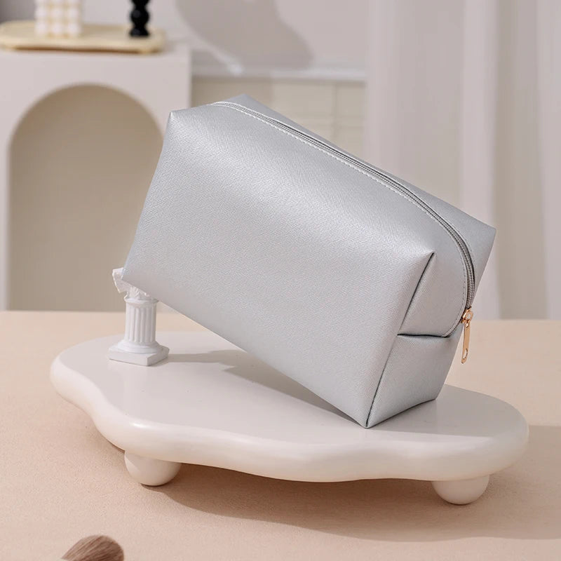 Custom logo Minimalist PU Makeup Pouch for Travel and Daily Toiletry Storage