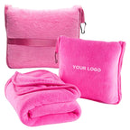 2-in-1 Travel Pillow Blanket | Custom Logo, 100 Pcs MOQ | OEKO-BSCI Certified