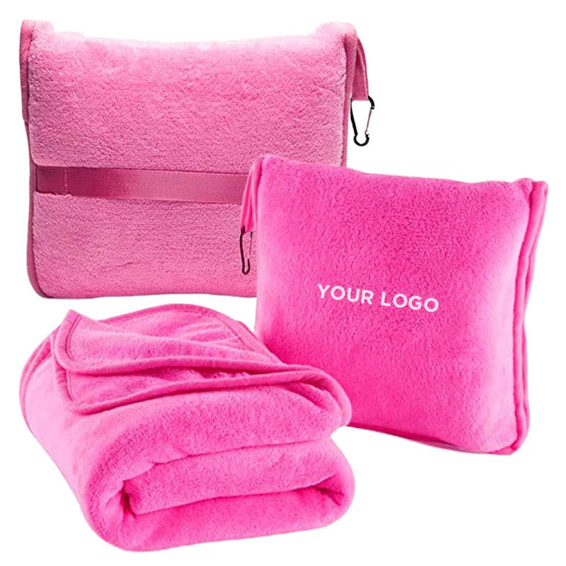 2-in-1 Travel Pillow Blanket | Custom Logo, 100 Pcs MOQ | OEKO-BSCI Certified