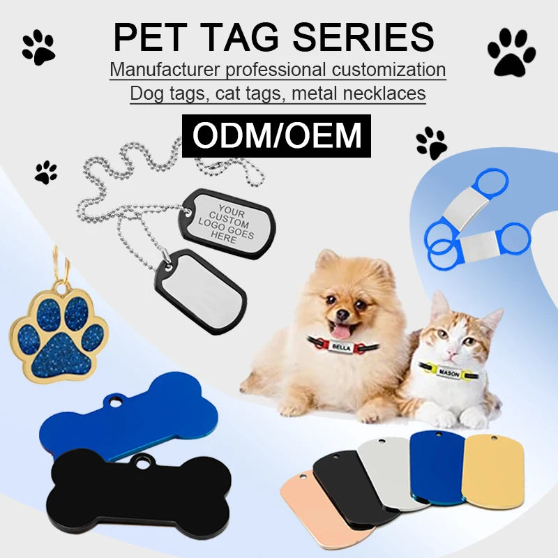 Custom Stainless Steel Pet ID Tags with Laser Engraving | 100 MOQ for Dog Tags & Keychains