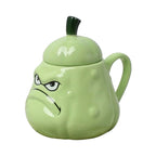 Custom 3D Ceramic Mugs: 60 MOQ, 6-Day Lead, 450ml | Green Pottery Coffee Cups with Handle
