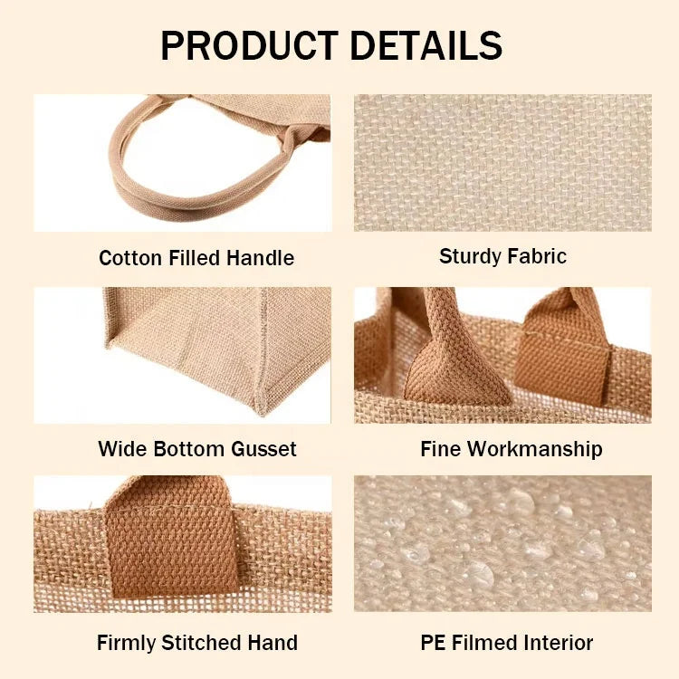 Custom Jute Tote Bag with Logo | 50 MOQ | Eco-Friendly