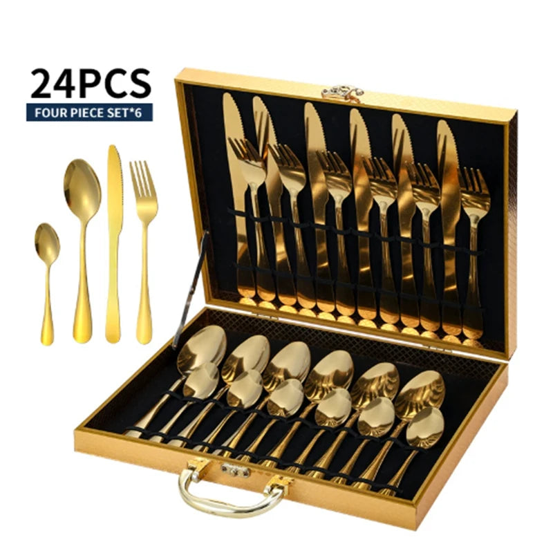 24-Piece Stainless Steel Flatware Set with Logo | 1 MOQ