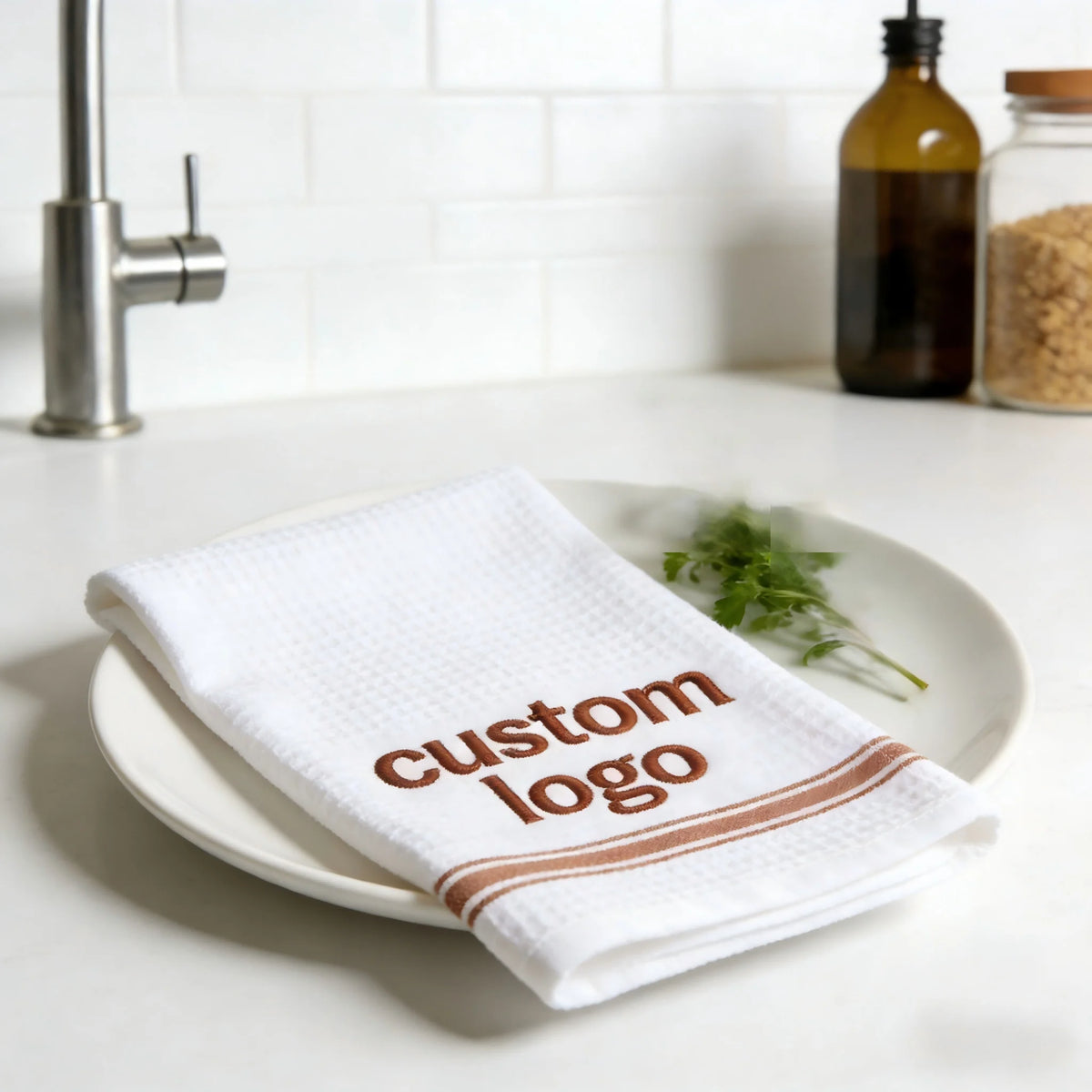 Custom Cotton Kitchen Tea Towels with Logo Wholesale | MOQ 1000