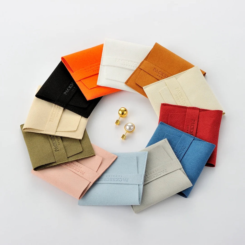 Custom Envelope Velvet Jewelry Pouches with Logo | 100 MOQ for Premium Gift Packaging