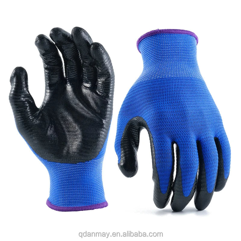 Custom 13G Polyester Nitrile Coated Gloves | 6000 Pairs MOQ | Construction Safety Hand Gloves Wholesale