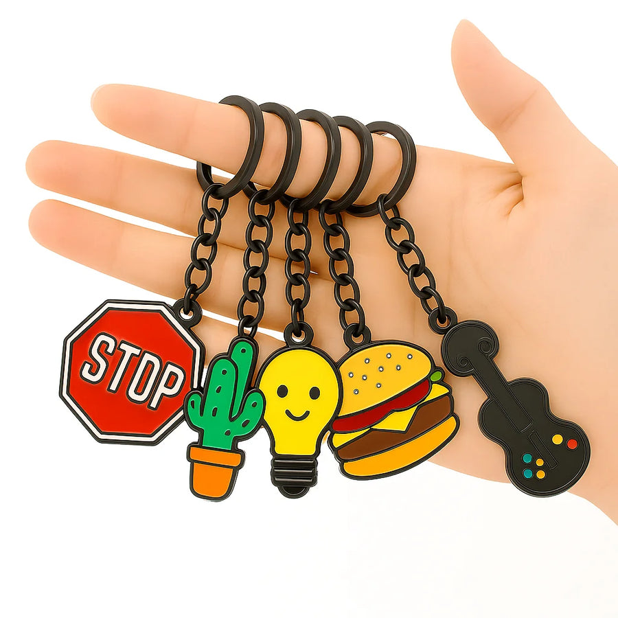 Custom Die Cast Metal Keychains - Bulk Personalized Logo Keyrings for Promotional Giveaways & Branding
