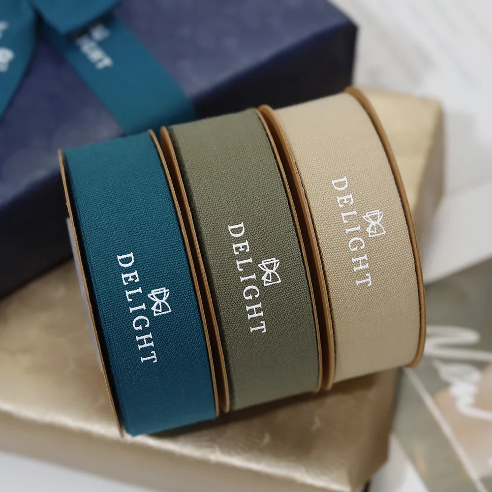 Custom Cotton Ribbon with Gold Foil Logo | 100% Cotton, 196 Colors, 3,000 MOQ