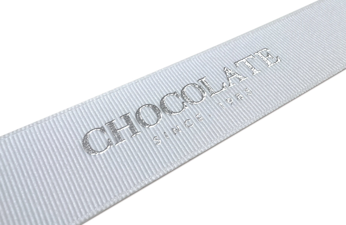 Custom Printed Satin Ribbon | Double-Face | MOQ 2,000 Yards  text