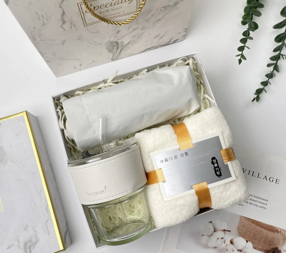 Custom Ceramic Gift Sets: 10 MOQ, 5-Day Lead | Mug, Bottle, Towel for Weddings & Corporate Gifts