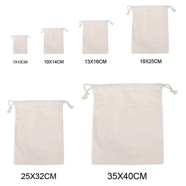 Custom Canvas Drawstring Bags with Logo | 100 MOQ for Jewelry & Gift Packaging