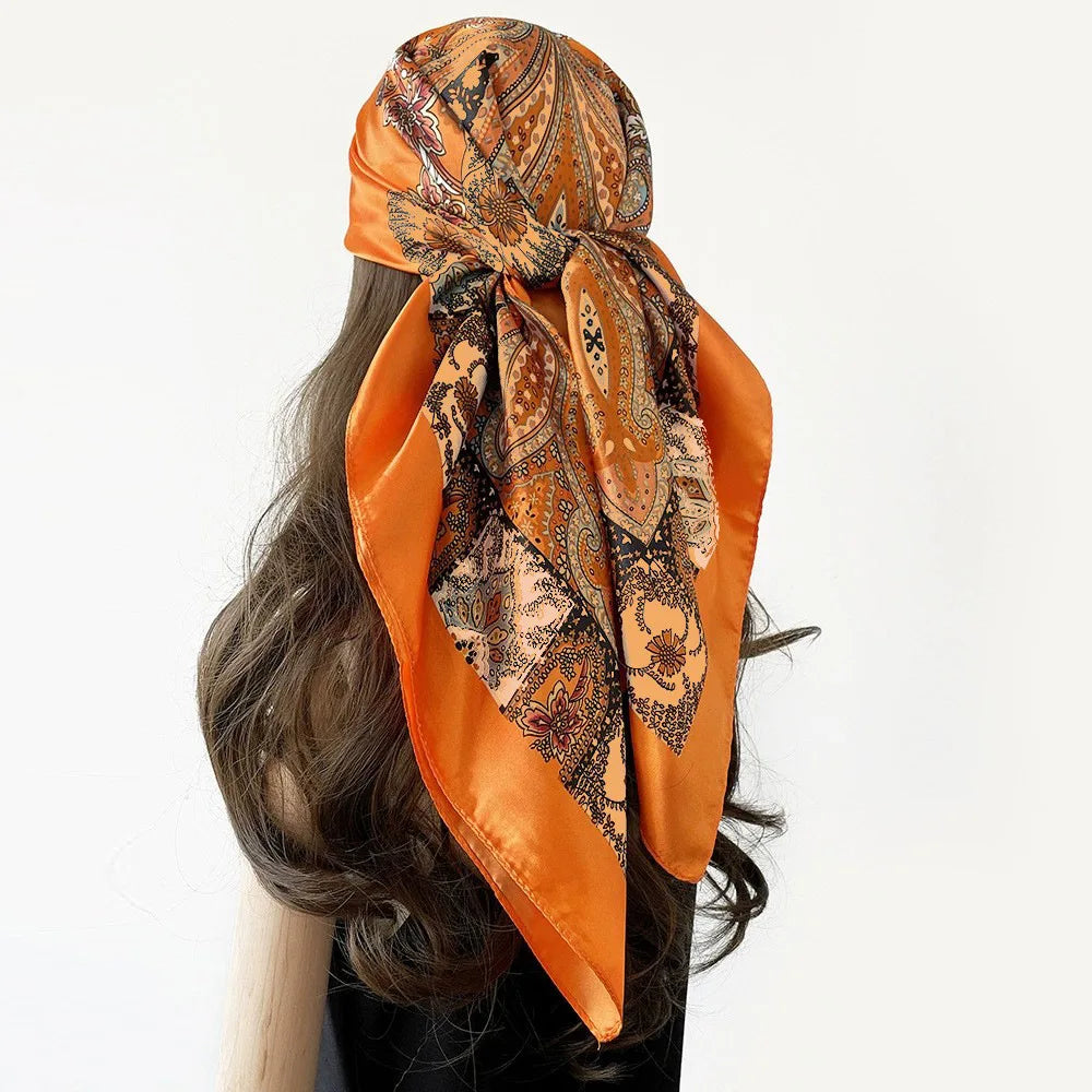 Custom Printed 90cm Square Scarf | 10 Pcs MOQ Wholesale Silk/Polyester Shawl