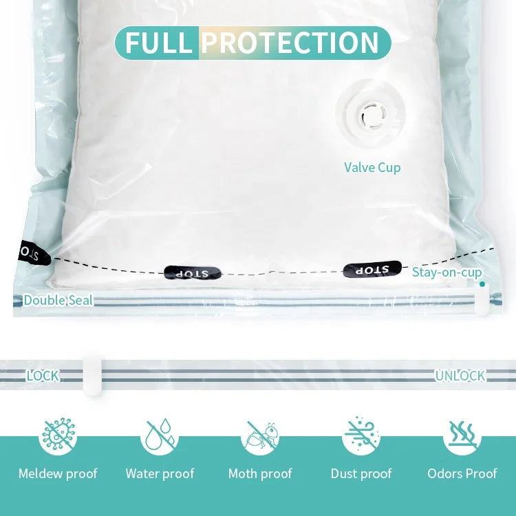 Custom Vacuum Storage Bags — PA+PE, BSCI/REACH/CE, 5,000 MOQ