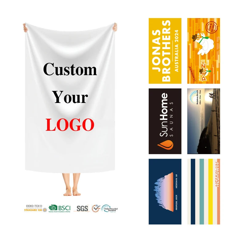 Custom Microfiber Beach Towels: 50 MOQ, 7-Day Lead, Quick-Dry | Sand-Free Personalized Towels