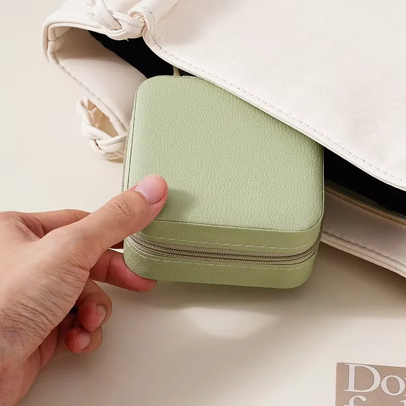 Custom PU Leather Mini Zipper Jewelry Box with Logo | MOQ 20