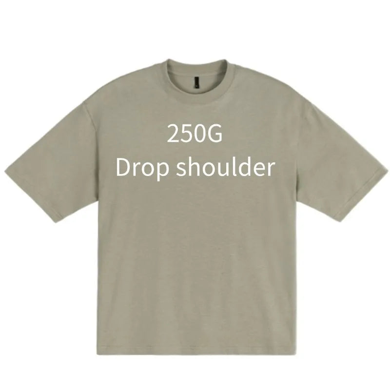Custom Logo Heavyweight Oversized Cotton T-Shirt (250 GSM, Drop Shoulder)