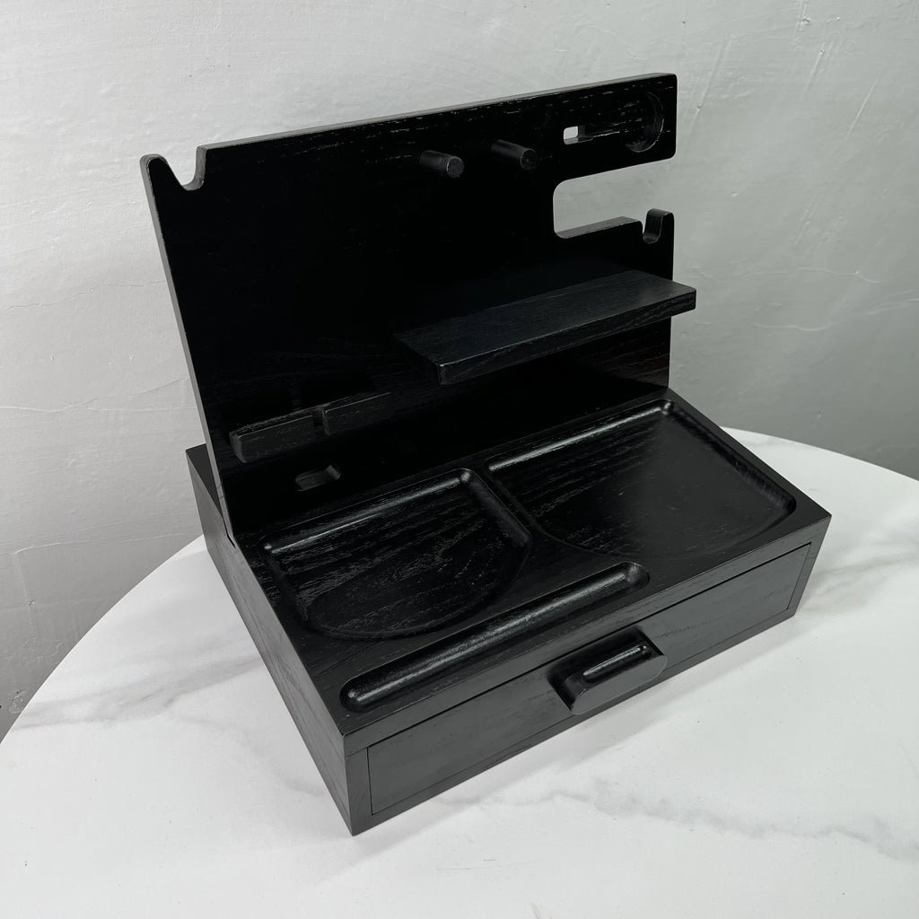 Custom Solid Wood Docking Station with Drawer | Laser Engraved, 100 MOQ, Ash-Tree