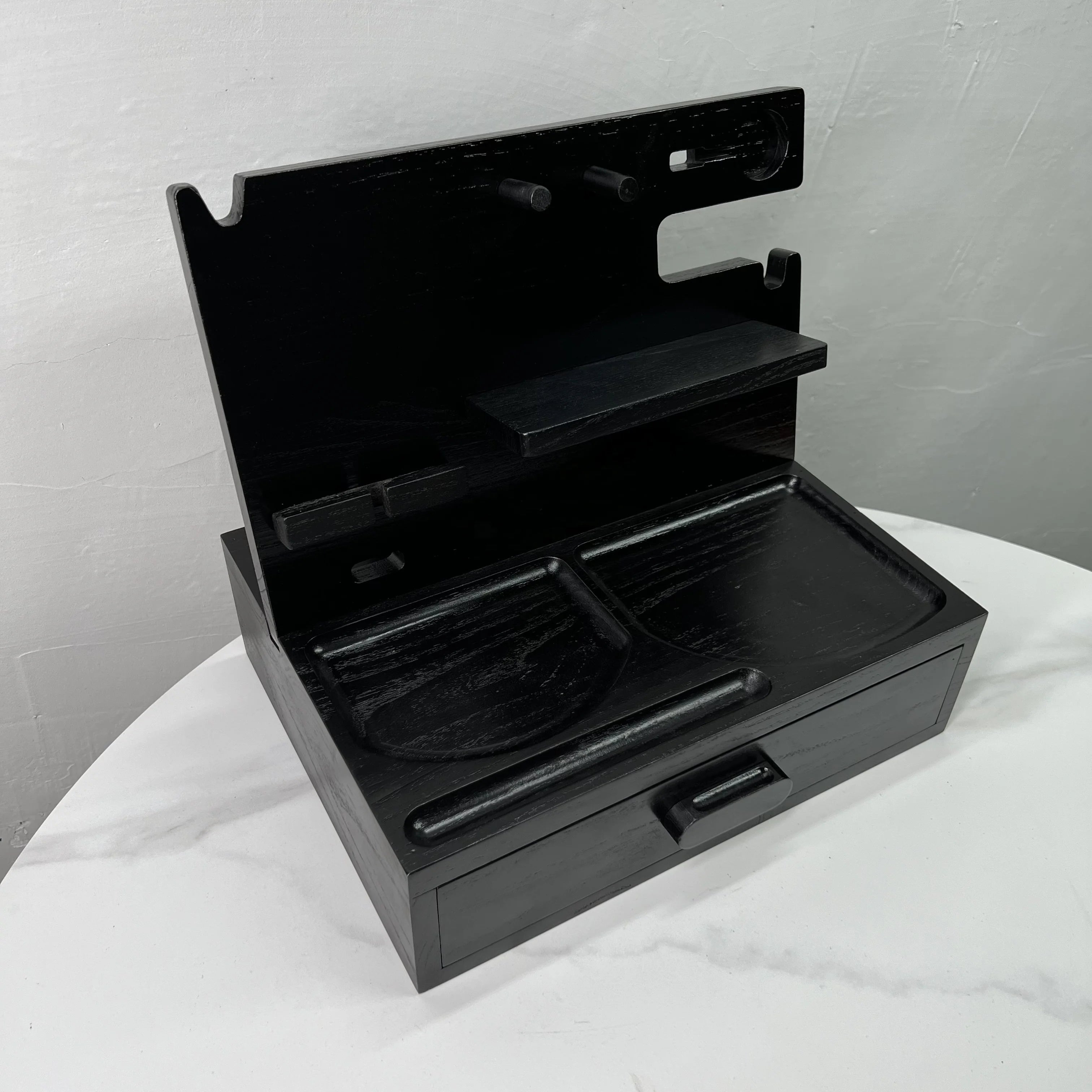 Custom Solid Wood Docking Station with Drawer | Laser Engraved, 100 MOQ, Ash-Tree