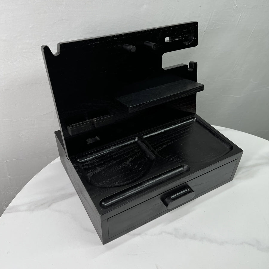 Custom Solid Wood Docking Station with Drawer | Laser Engraved, 100 MOQ, Ash-Tree