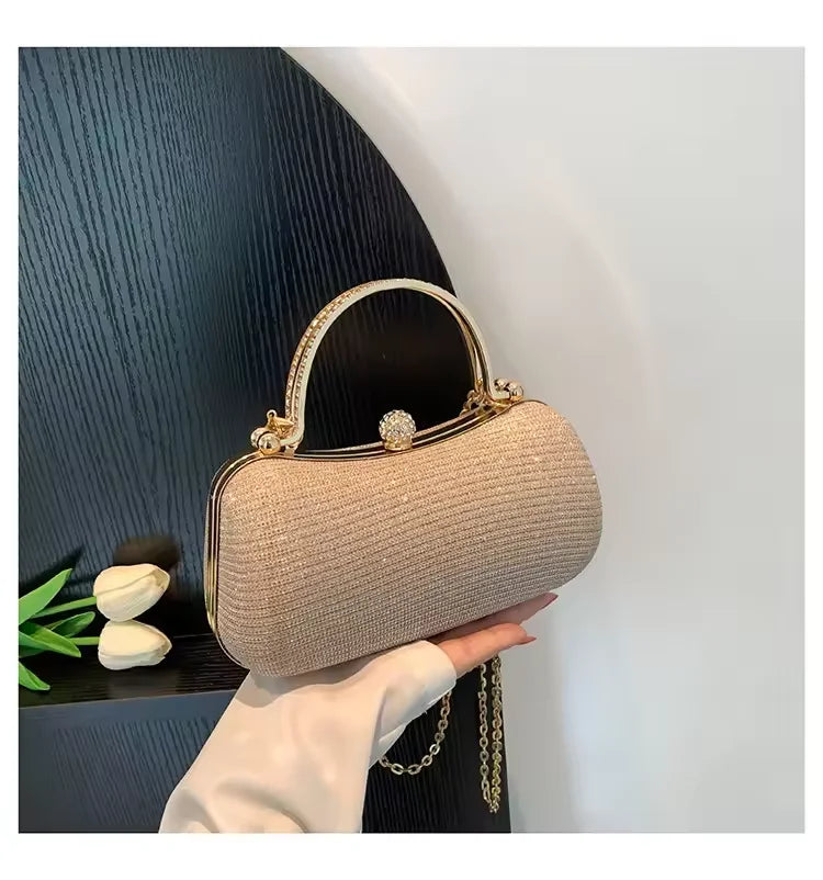 Custom Crystal Clutch Bags – PU Evening Bag with Crystal Handle