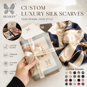 Custom 18 Momme Mulberry Silk Scarf with Digital Print Logo | Bulk Corporate Gifts & Retail Accessories