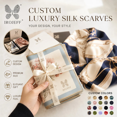 Custom 18 Momme Mulberry Silk Scarf with Digital Print Logo | Bulk Corporate Gifts & Retail Accessories