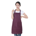 Custom Plain Color Polyester Bib Apron with Front Pocket for Cafés, Kitchens, BBQ, and Cleaning Use