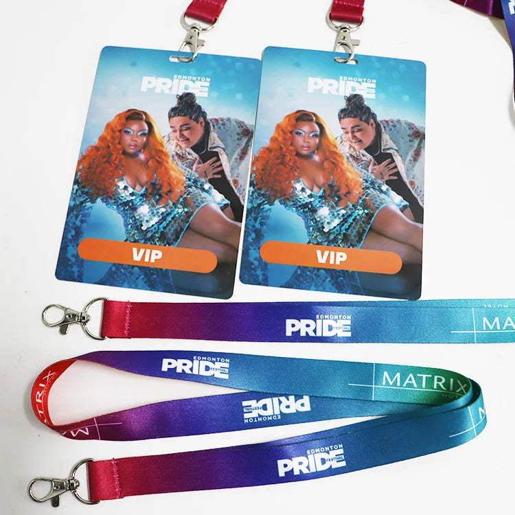 Custom Lanyard & Hard Plastic ID Card Set: PMS Color, Breakaway Clip, Thermal Transfer for Events