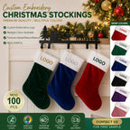 Embroidered Christmas Stockings with Logo | 18-inch Velvet | Bulk