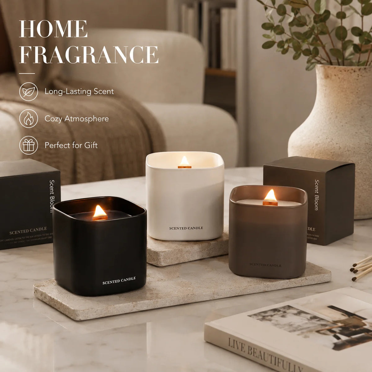 Custom Logo Woodwick Soy Wax Scented Candle | Eco MOQ 1000