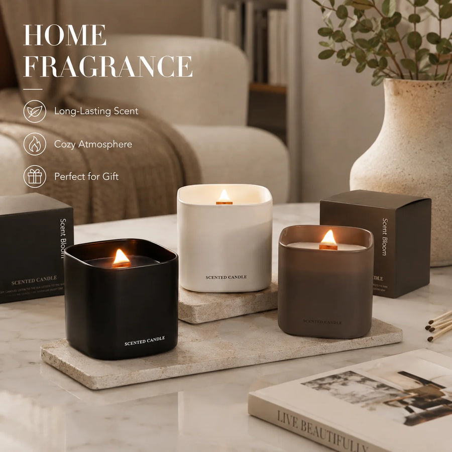 Custom Logo Woodwick Soy Wax Scented Candle | Eco MOQ 1000