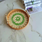 Double-Ear Rattan Fruit Plate | Hand-Woven | 50 MOQ | Colorful Shell