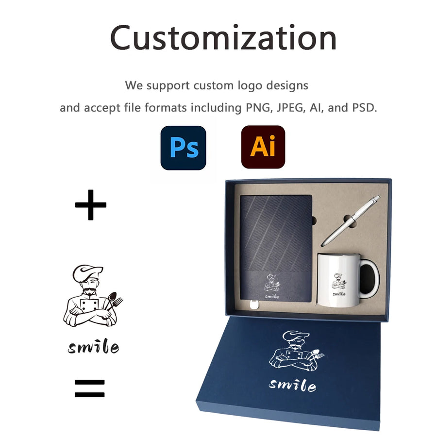 Custom Logo Corporate Souvenir Kit - Premium Notebook & Pen Gift Set