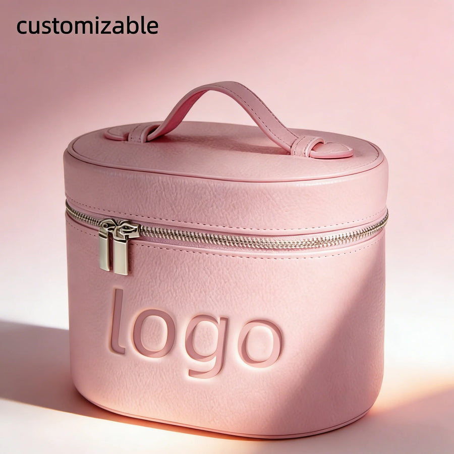 PU Leather Travel Makeup Bag | Custom Logo | 50 MOQ | Double Zipper