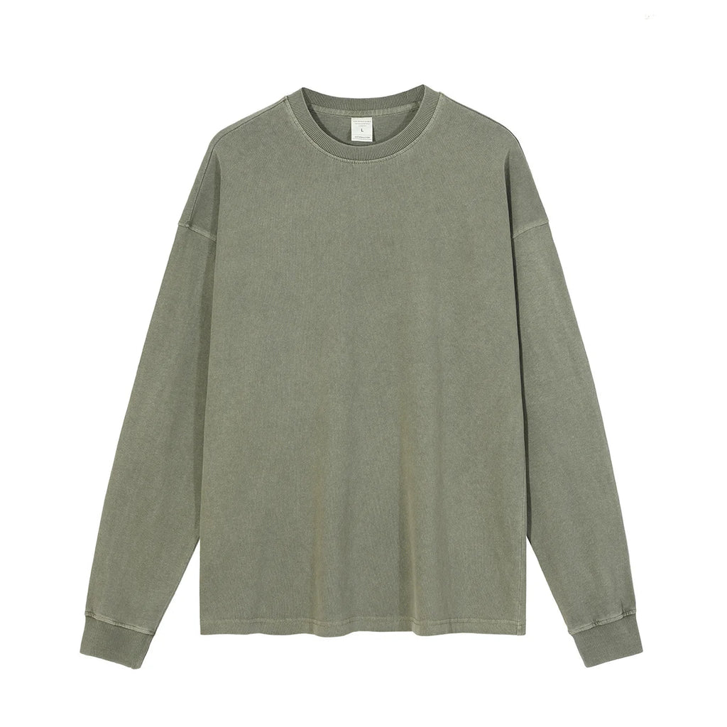 Oversized 310g Acid Washed Cotton Long Sleeve T-Shirt | Custom Printing | Vintage