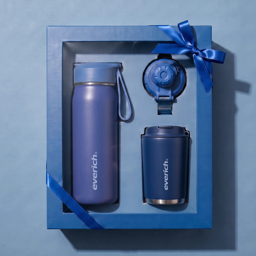 Insulated Water Bottle Set with Logo | 18/8 Steel | 12-24 Hour Insulation