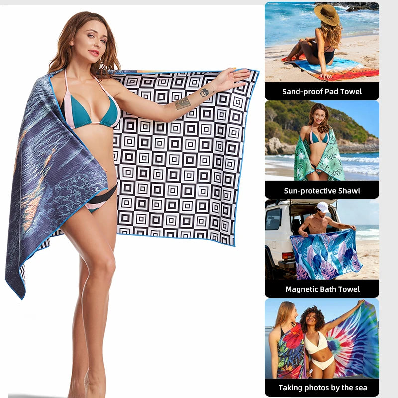 Custom Printed Microfiber Beach Towel 100 MOQ | Quick-Dry Sand-Free Design for Corporate Promotions & Resort Amenity Programs