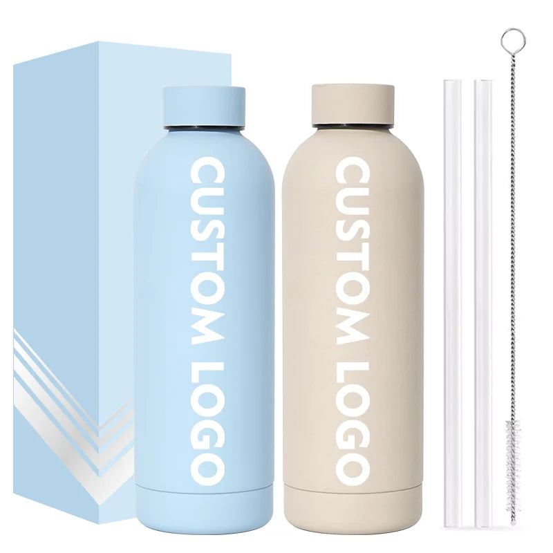 Insulated Stainless Steel Water Bottle with Screw Lid for Hot & Cold Drinks, Custom Logo Available