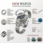 Custom Stainless Steel Chronograph Watch | 100 MOQ | 5BAR
